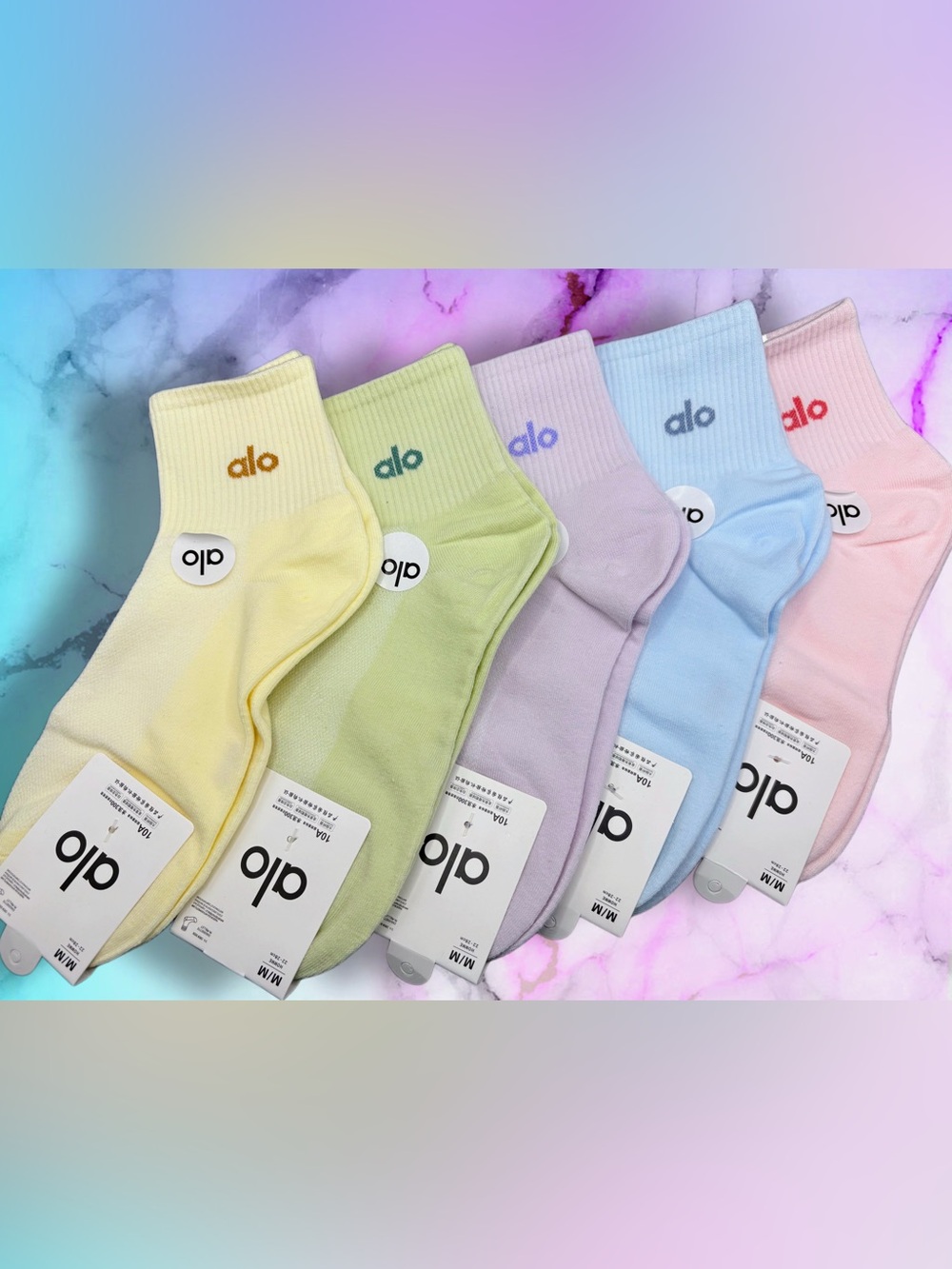 NEW ALO Yoga Quarter Crew Sock Set (5 pairs) Size M Unisex NWT